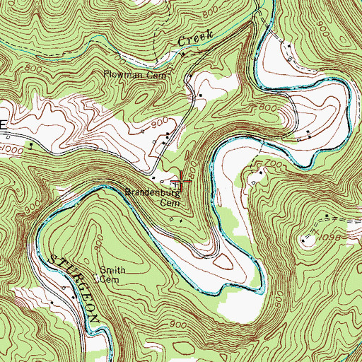 Topographic Map of Brandenburg Cemetery, KY