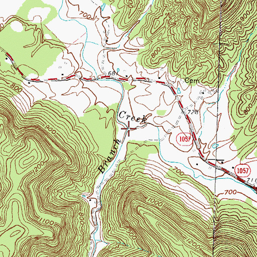 Topographic Map of Branham Branch, KY