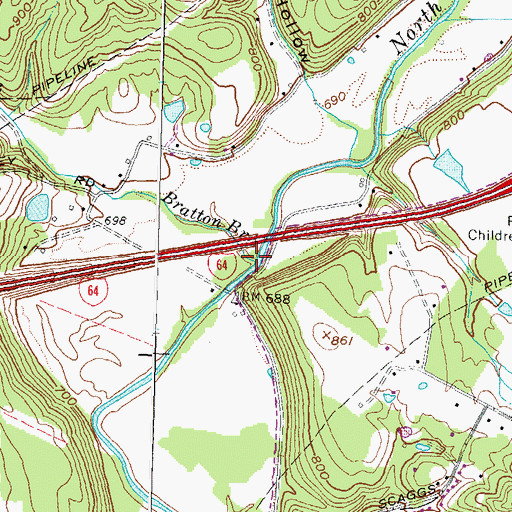 Topographic Map of Bratton Branch, KY