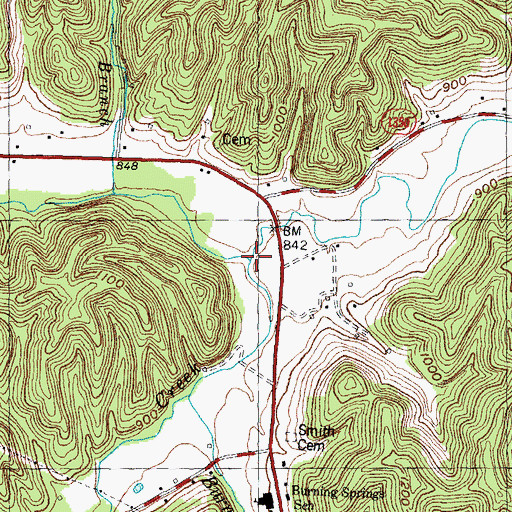 Topographic Map of Bray Creek, KY
