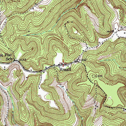 Topographic Map of Brazil, KY