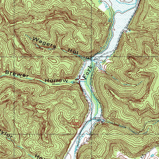Topographic Map of Brewer Hollow, KY