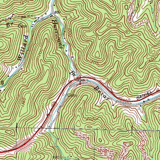 Topographic Map of Briar Fork, KY