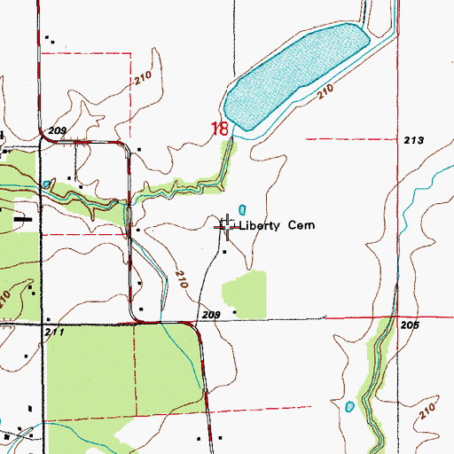 Topographic Map of Liberty Cemetery, AR