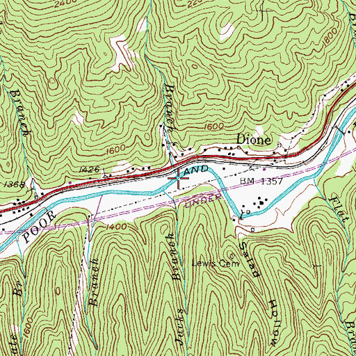 Topographic Map of Bridge Branch, KY