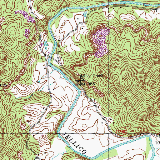 Topographic Map of Bridge Church, KY