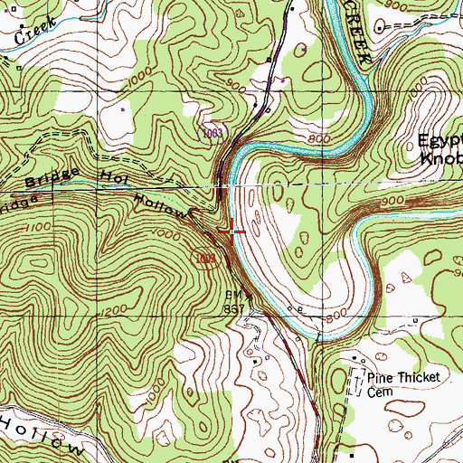 Topographic Map of Bridge Hollow, KY