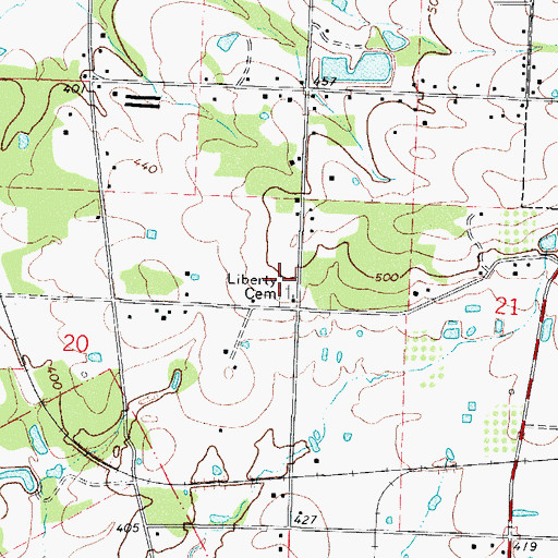Topographic Map of Liberty Cemetery, AR