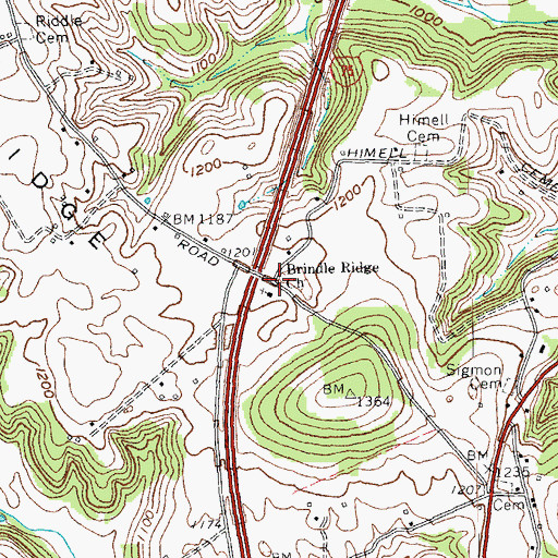 Topographic Map of Brindle Ridge Baptist Church, KY