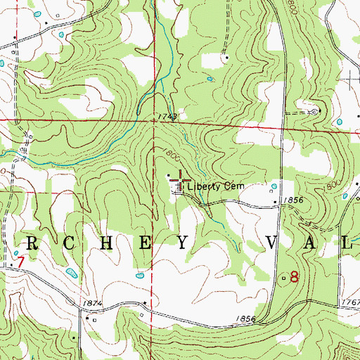 Topographic Map of Liberty Cemetery, AR