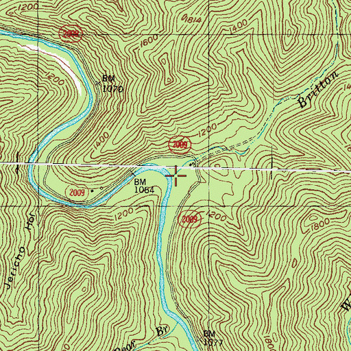 Topographic Map of Britton Branch, KY