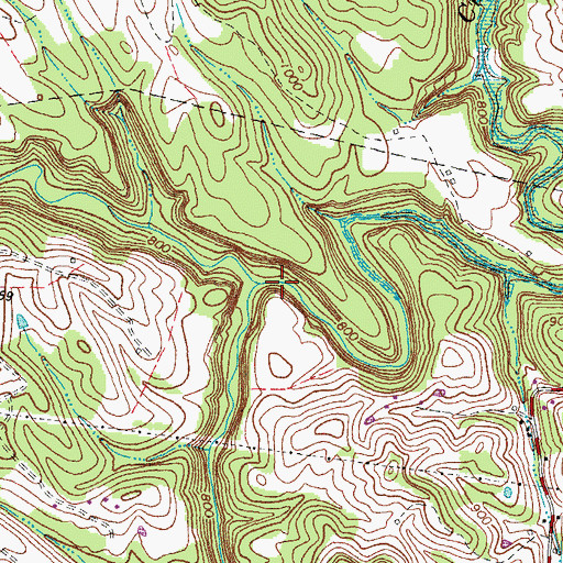 Topographic Map of Broke Leg Creek, KY