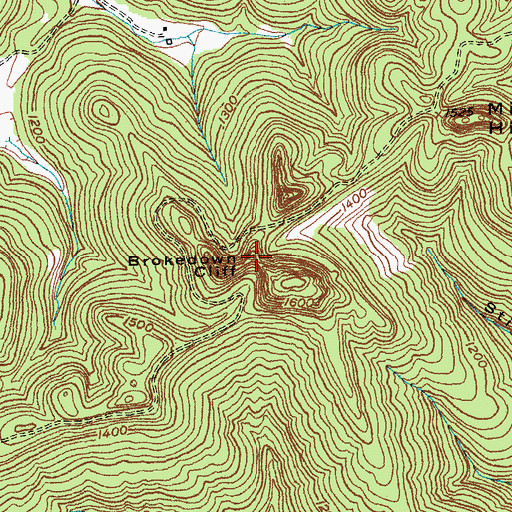 Topographic Map of Brokedown Cliff, KY