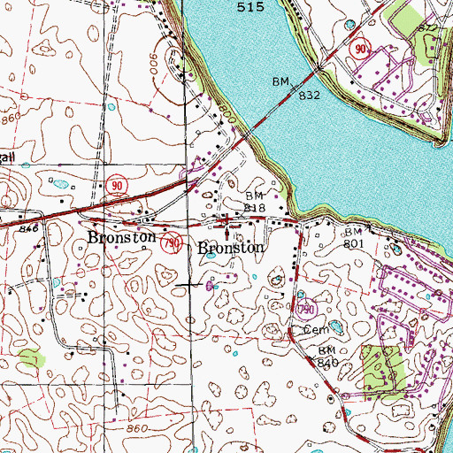 Topographic Map of Bronston, KY