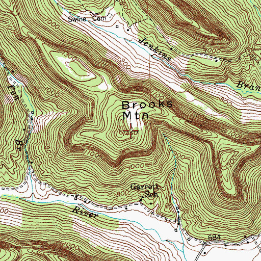 Topographic Map of Brooks Mountain, KY