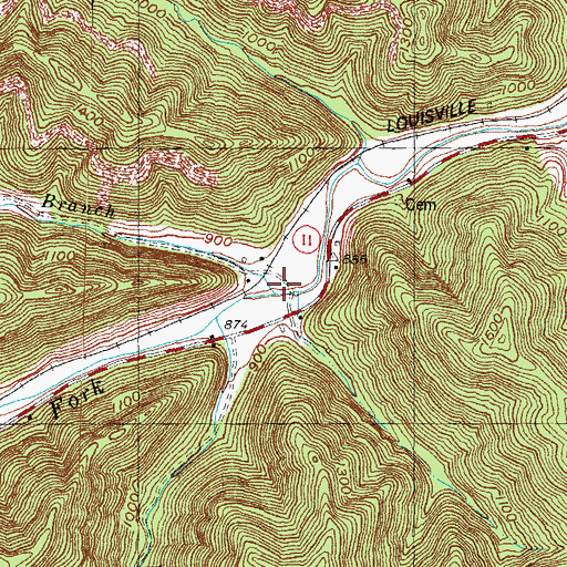 Topographic Map of Broughton Branch, KY