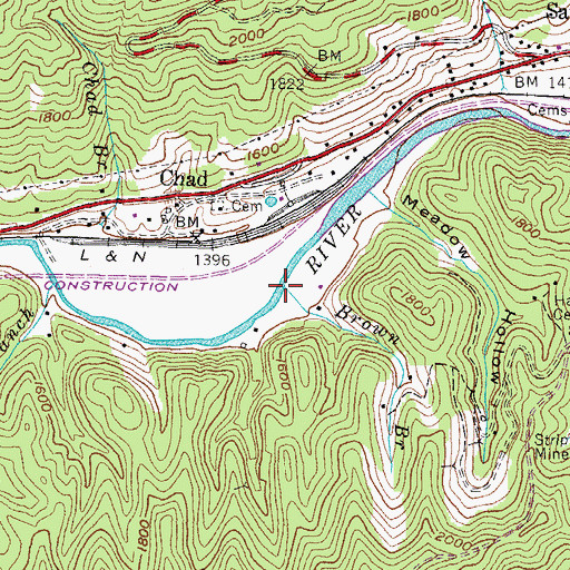 Topographic Map of Brown Branch, KY