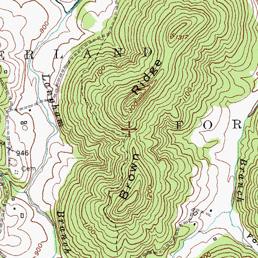 Topographic Map of Brown Ridge, KY