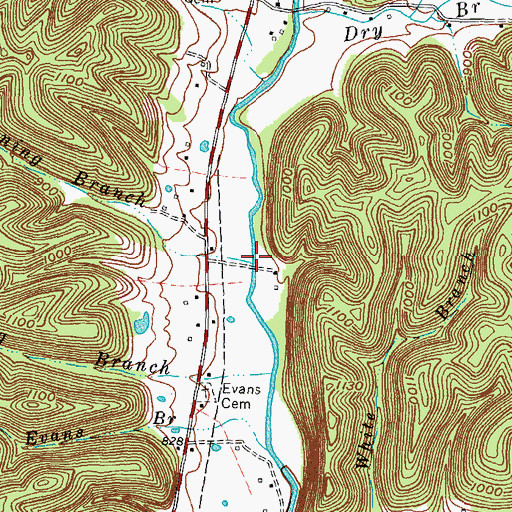 Topographic Map of Browning Branch, KY