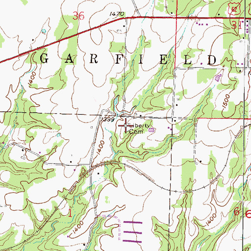 Topographic Map of Liberty Cemetery, AR