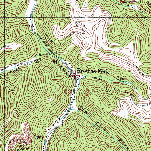 Topographic Map of Browns Fork, KY