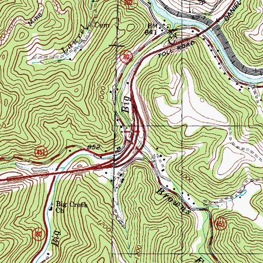 Topographic Map of Browns Fork, KY