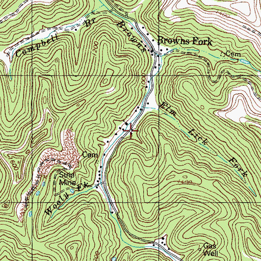 Topographic Map of Browns Fork School, KY