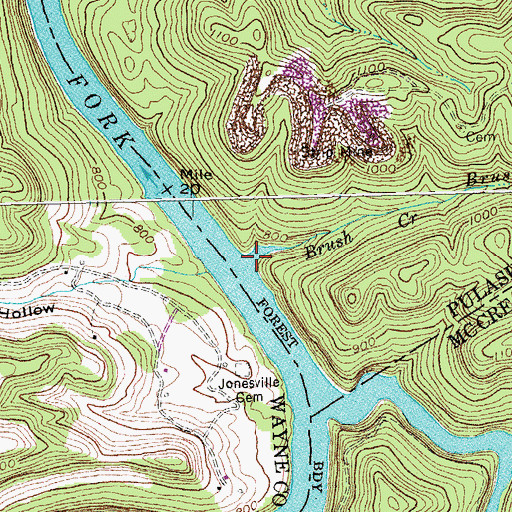Topographic Map of Brush Creek, KY