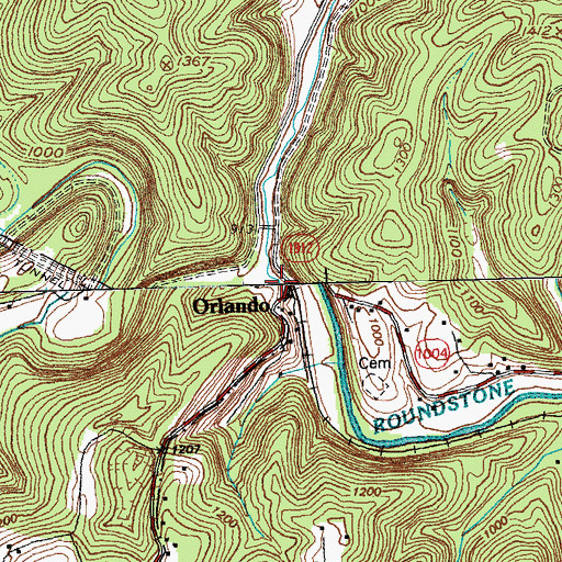 Topographic Map of Brush Creek, KY