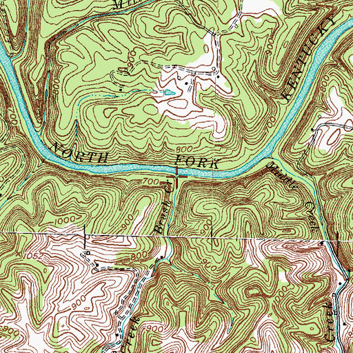 Topographic Map of Brush Creek, KY