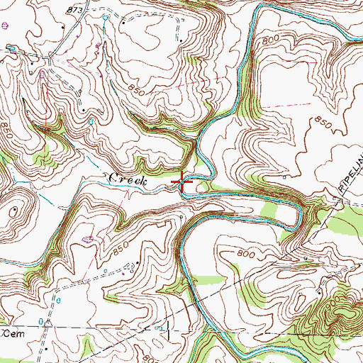 Topographic Map of Brush Creek, KY