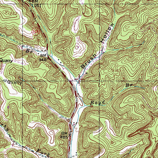 Topographic Map of Brush Hollow, KY