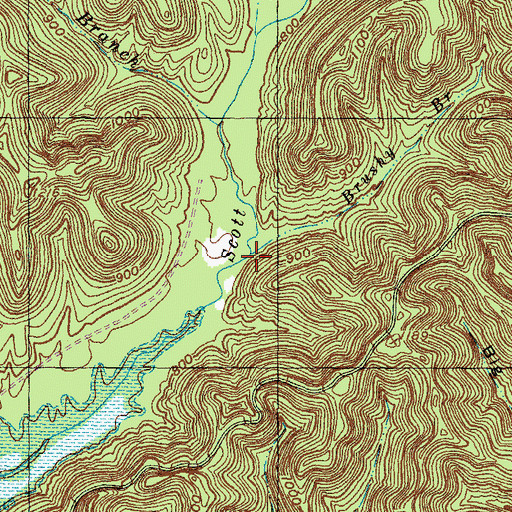 Topographic Map of Brushy Branch, KY