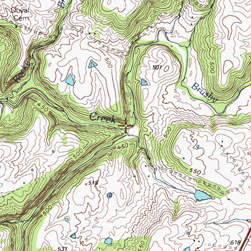 Topographic Map of Brushy Fork, KY