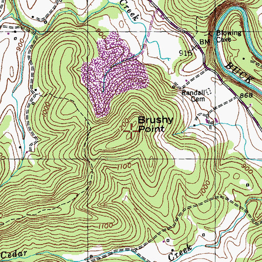 Topographic Map of Brushy Point, KY