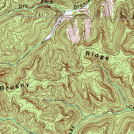 Topographic Map of Brushy Ridge, KY