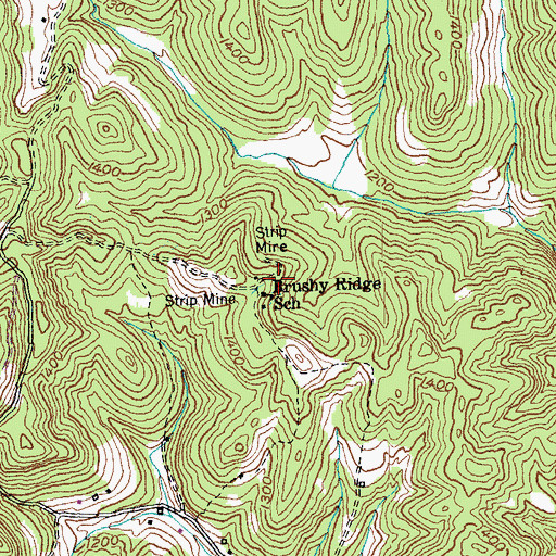 Topographic Map of Brushy Ridge School, KY