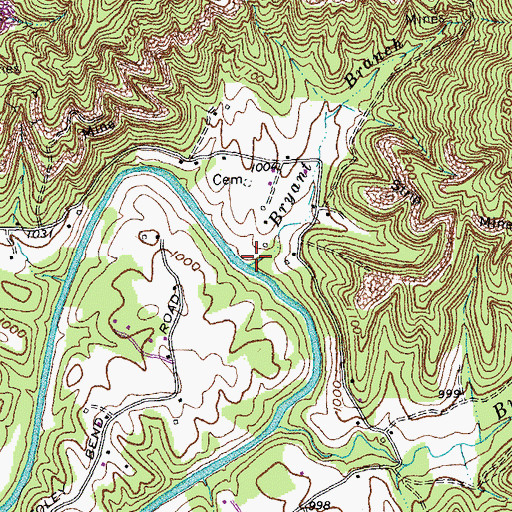 Topographic Map of Bryant Branch, KY