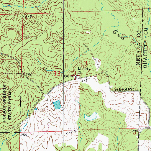Topographic Map of Liberty Church, AR