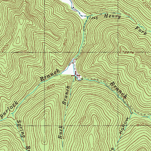 Topographic Map of Buck Branch, KY