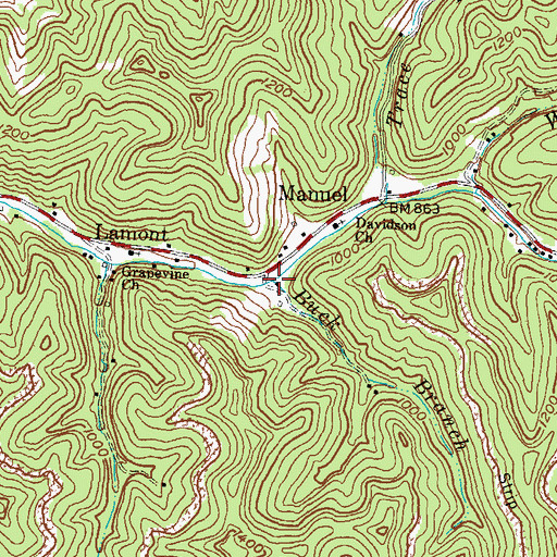 Topographic Map of Buck Branch, KY
