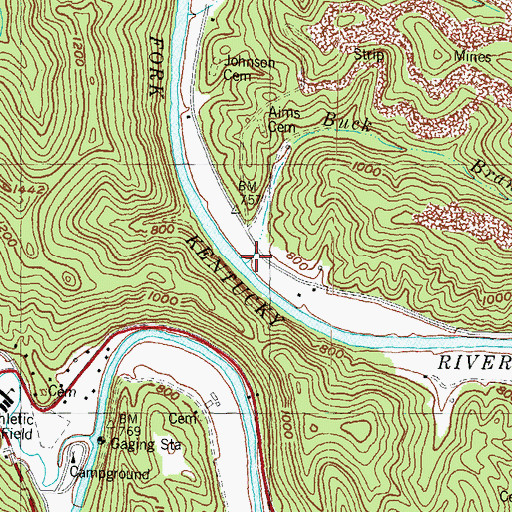 Topographic Map of Buck Branch, KY