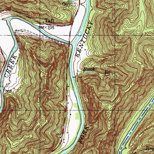 Topographic Map of Buck Branch, KY