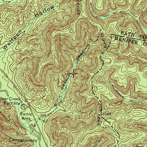 Topographic Map of Buck Branch Trail, KY