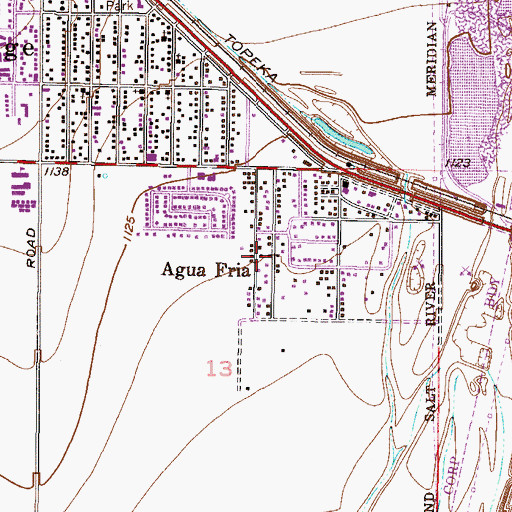 Topographic Map of Agua Fria, AZ