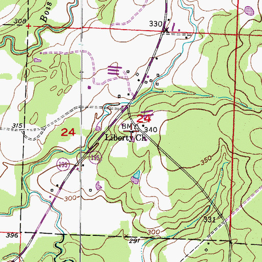Topographic Map of Liberty Church, AR