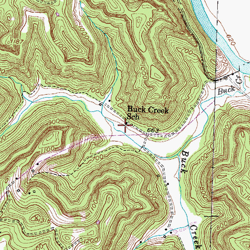 Topographic Map of Buck Creek School, KY