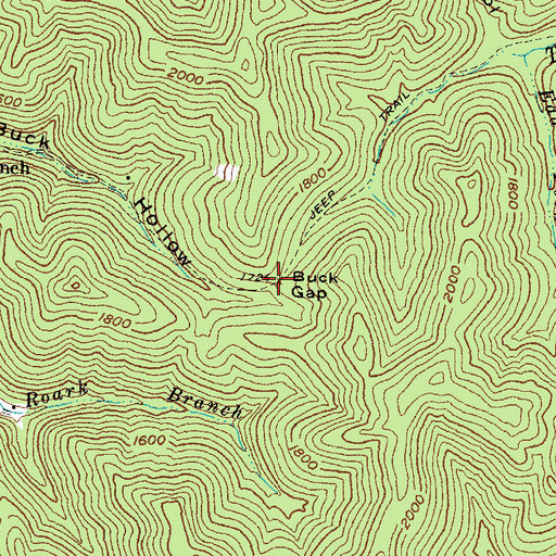 Topographic Map of Buck Gap, KY