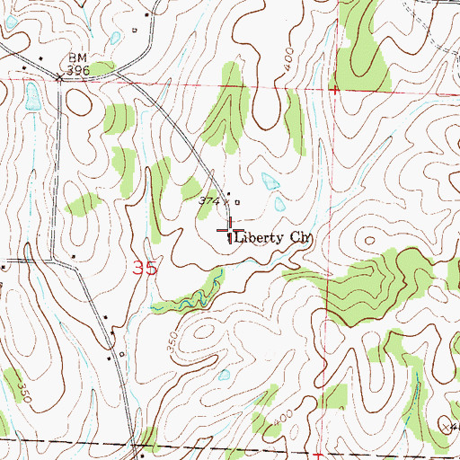 Topographic Map of Liberty Church, AR