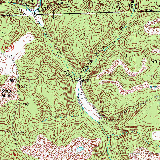 Topographic Map of Buck Lick Branch, KY